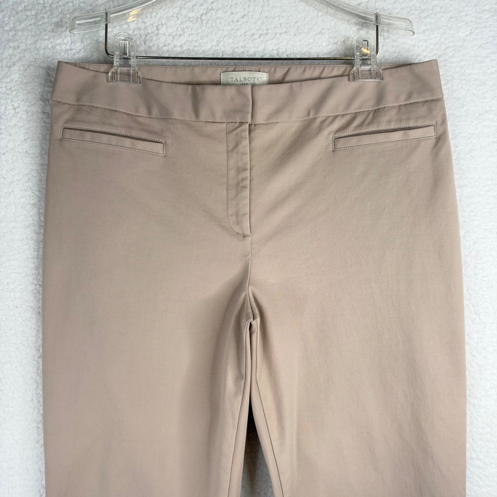 Talbots Womens Tan Cotton Blend Straight Leg Ankle Pants Size 14 Beige Career